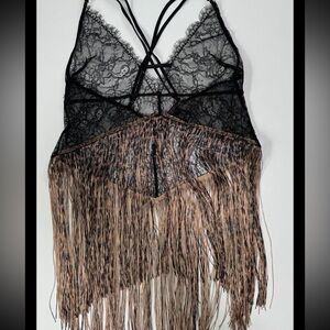 Victoria’s Secret S Black Top Blouse Coachella Leopard Hot Club Glam Blouse S